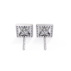 Premium white gold princess cut halo diamond stud earrings
