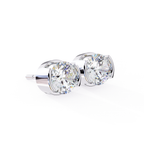 Geometric half bezel diamond stud earrings