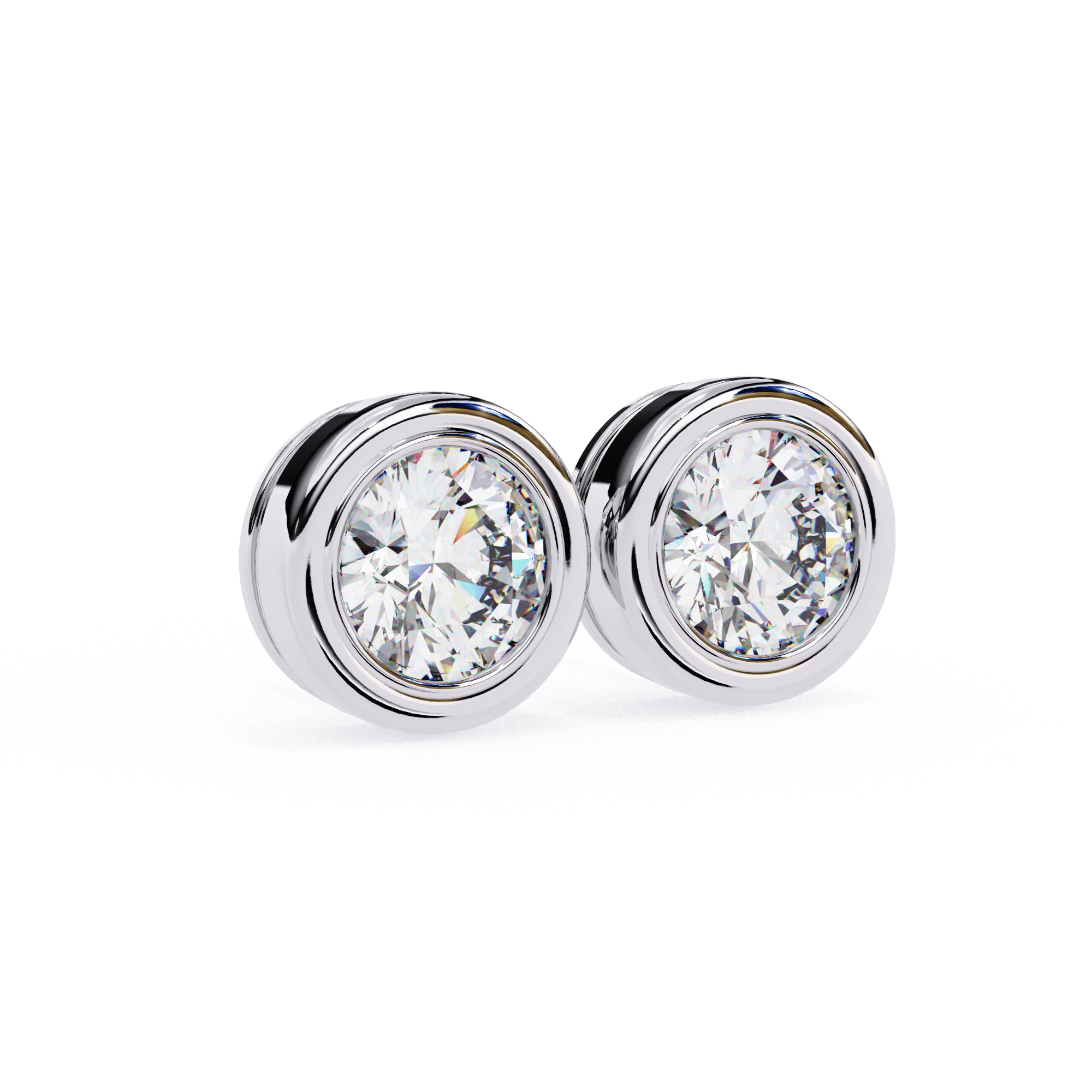 Round bezel diamond stud earrings