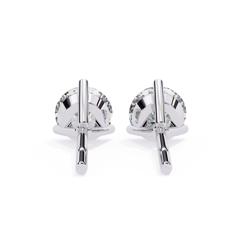 Premium white gold Round cut diamond stud earrings