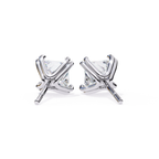 Premium white gold princess cut diamond stud earrings