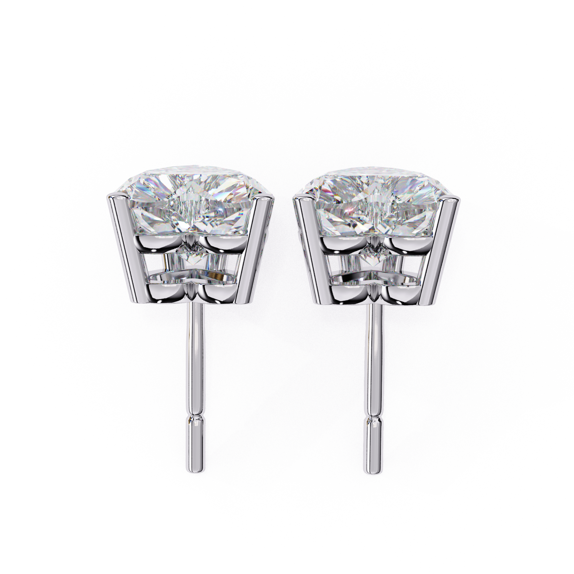 Delicate heart diamond stud earrings