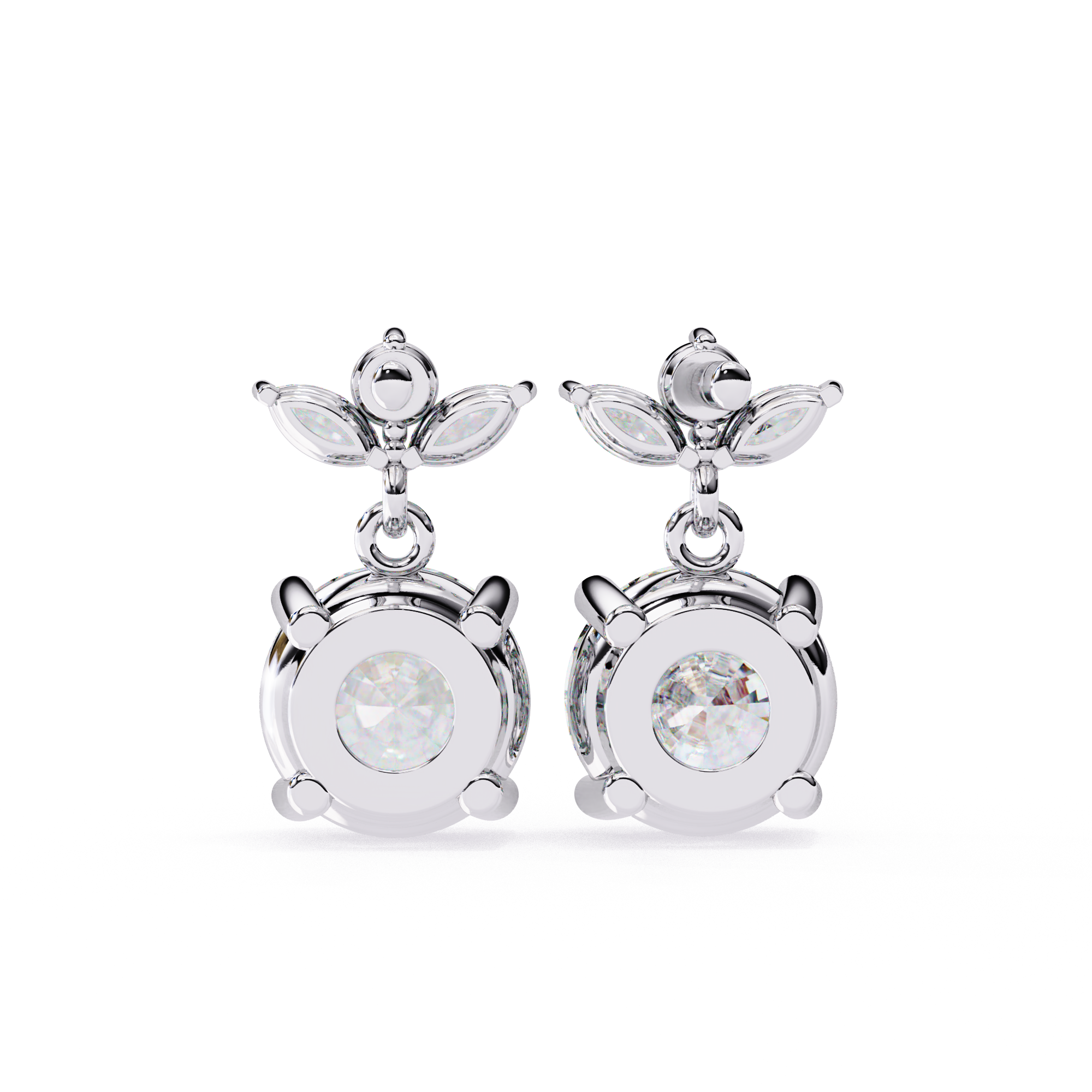Designer diamond drop earrings with round diamond