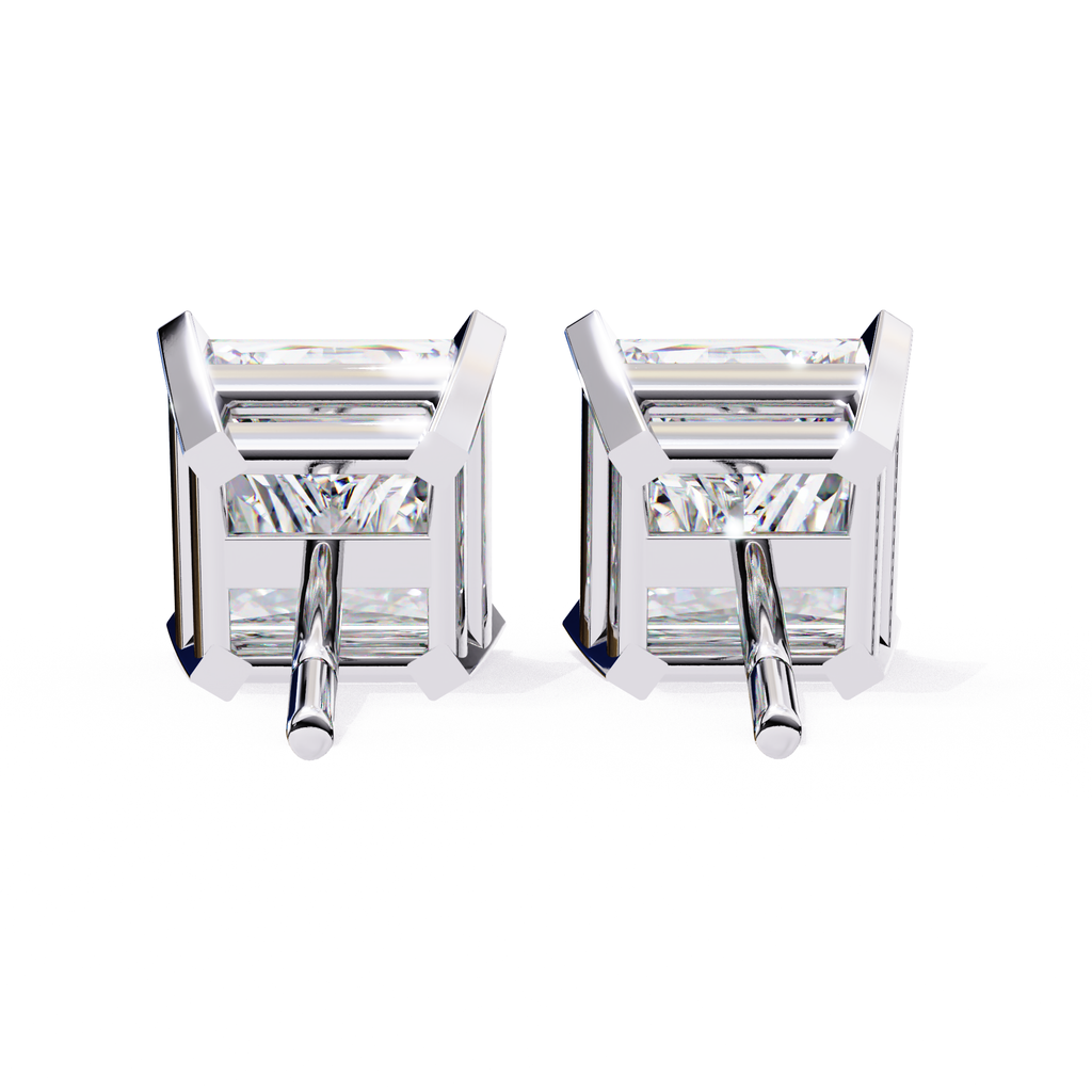 Premium white gold princess cut diamond stud earrings