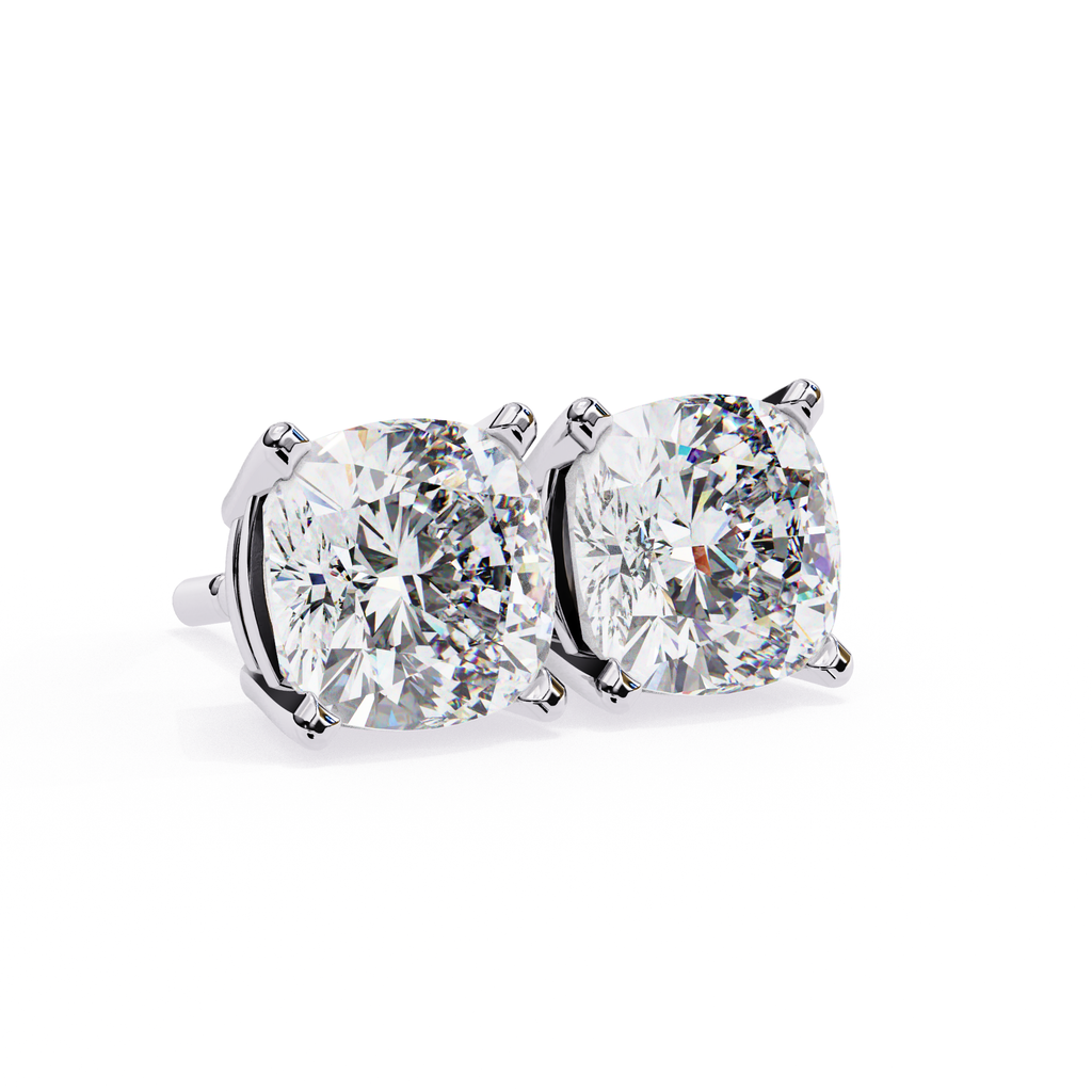 Luxury cushion cut diamond stud earrings