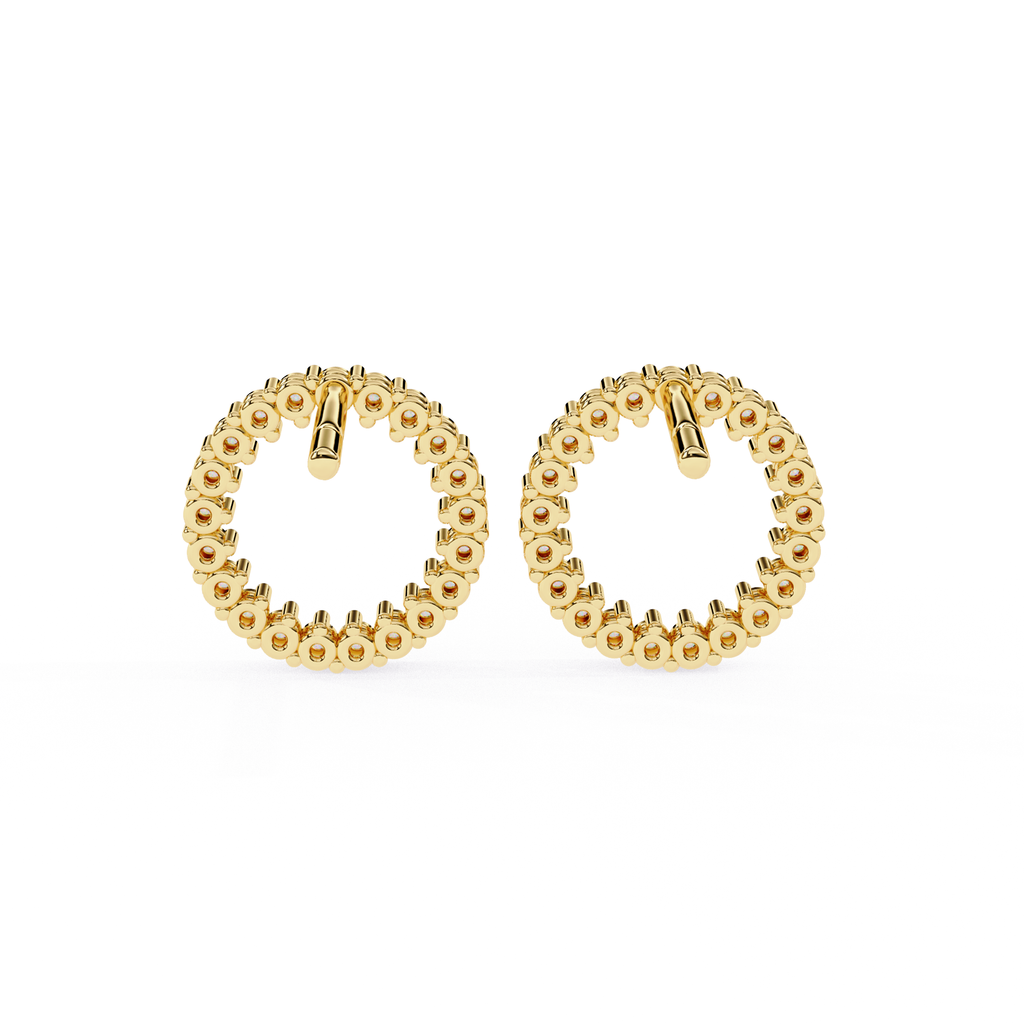 Sparkling round diamond circle stud earrings