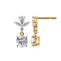 Round diamond earrings with pear and marquise accent in gold