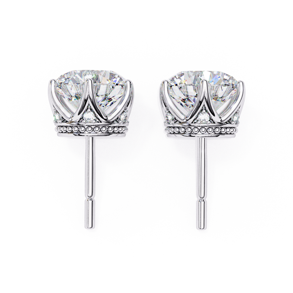 Modern luxury diamond studs with sculpted prong design