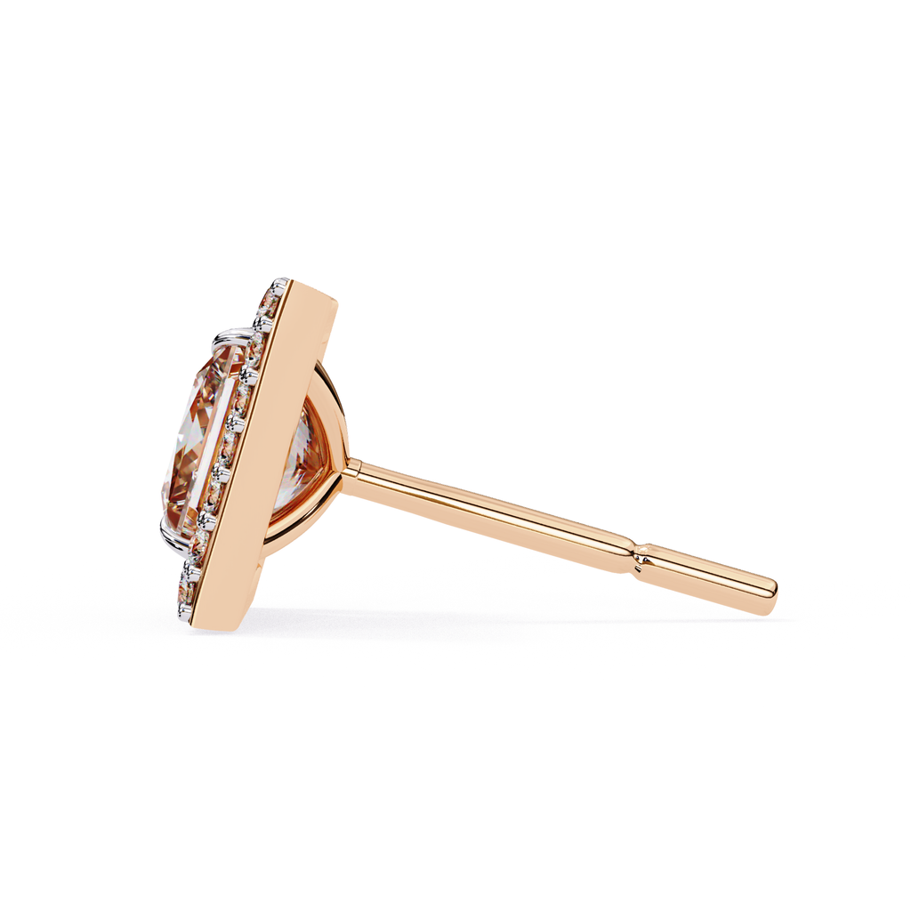 Square diamond halo stud earrings