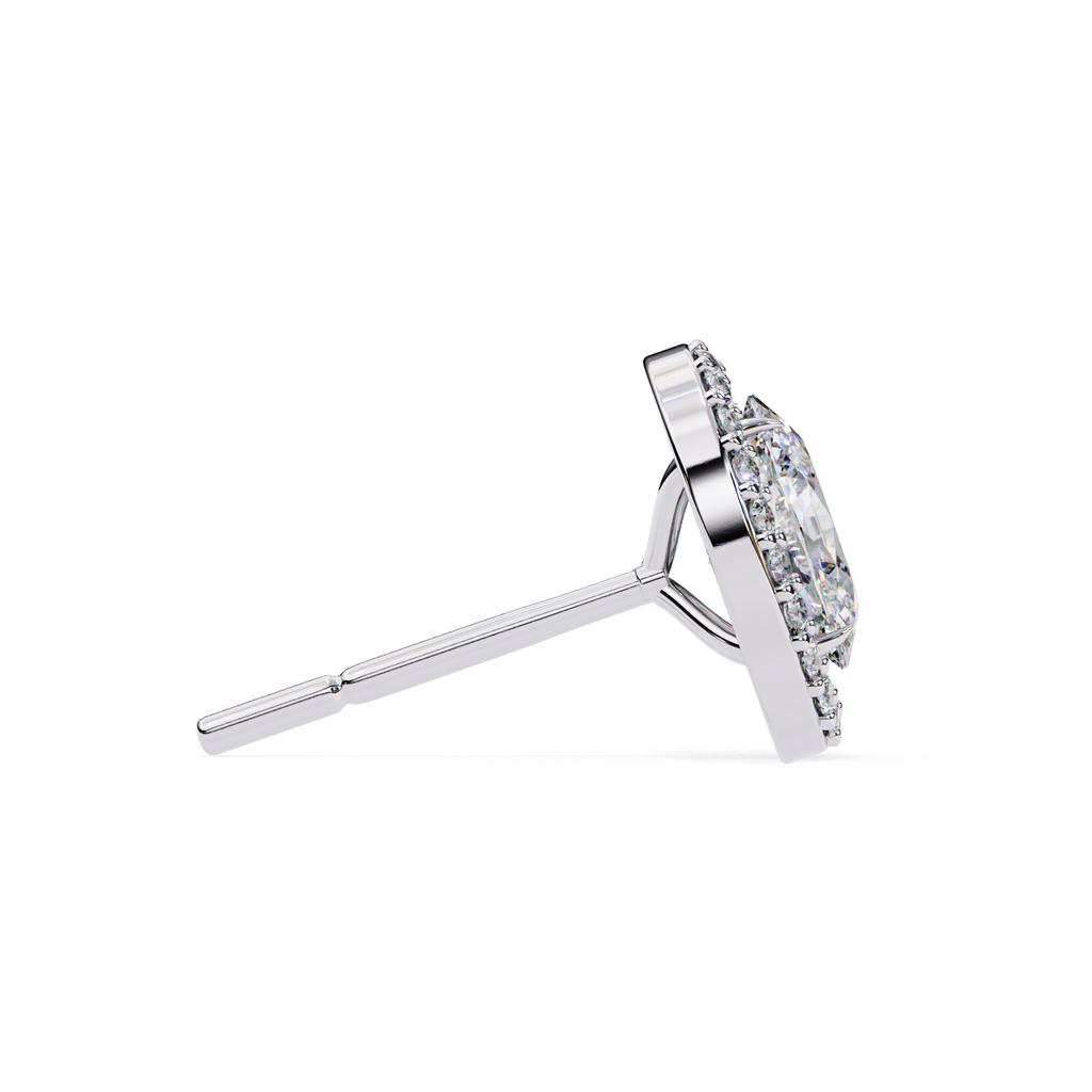 Elegant Oval shaped halo diamond stud earrings
