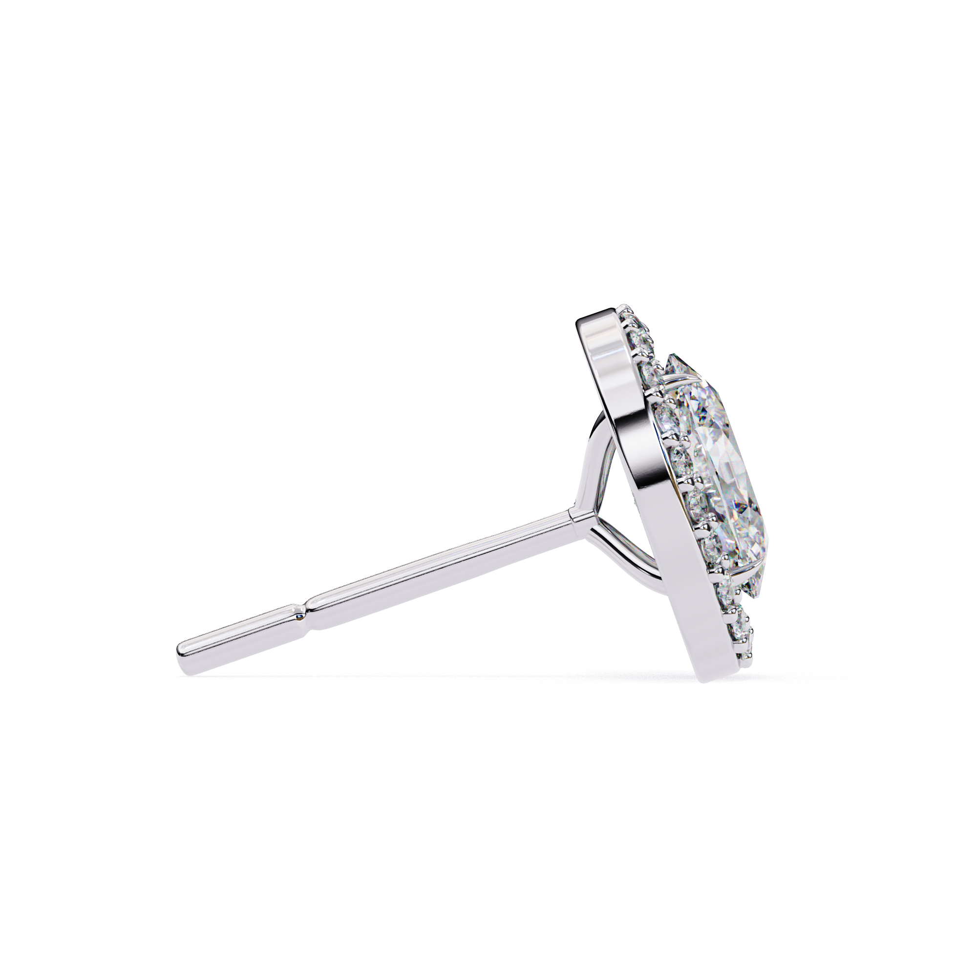 Elegant Oval shaped halo diamond stud earrings