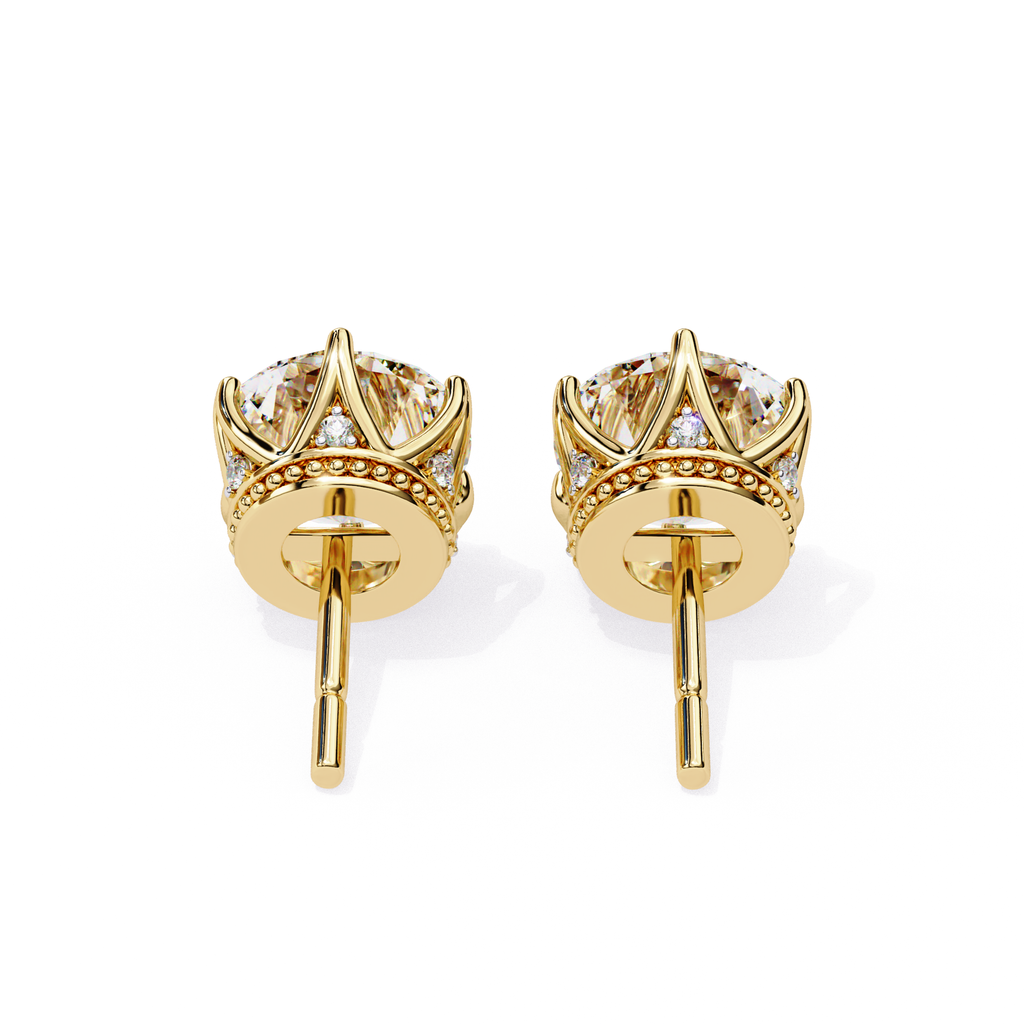 Affordable crown setting diamond stud earrings