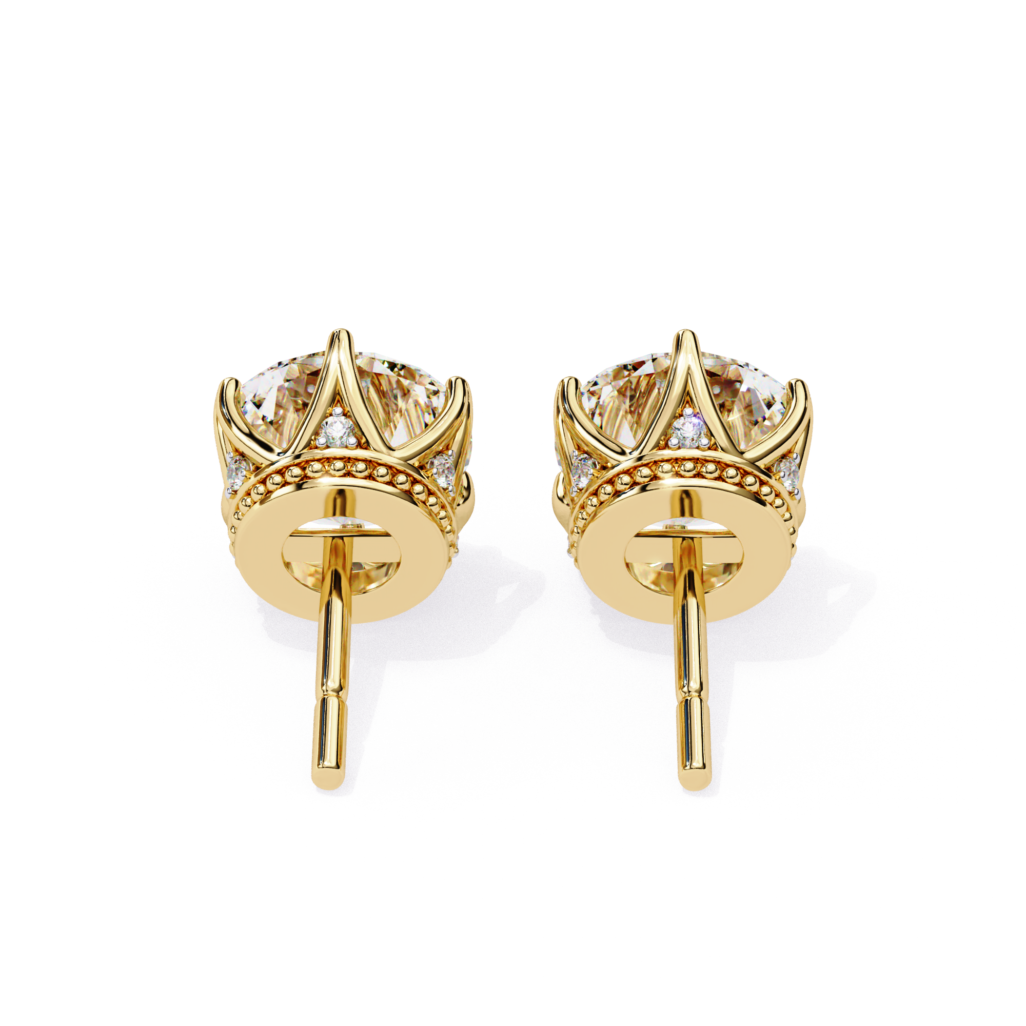 Affordable crown setting diamond stud earrings