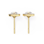 Designer square diamond halo stud earrings
