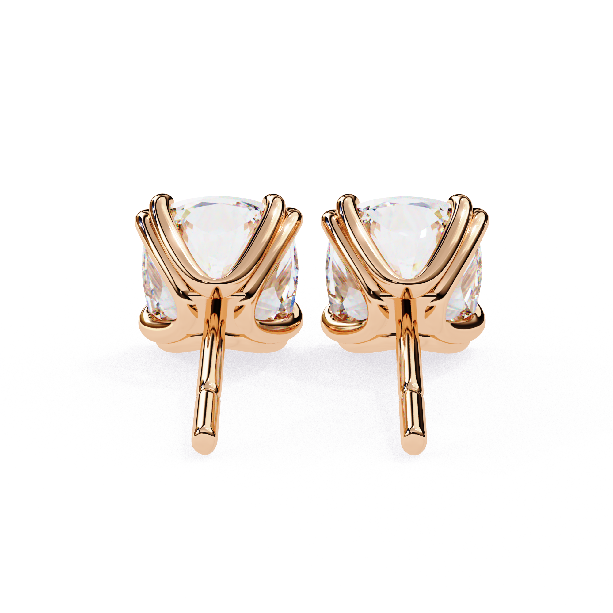 Premium rose gold cushion cut diamond stud earrings