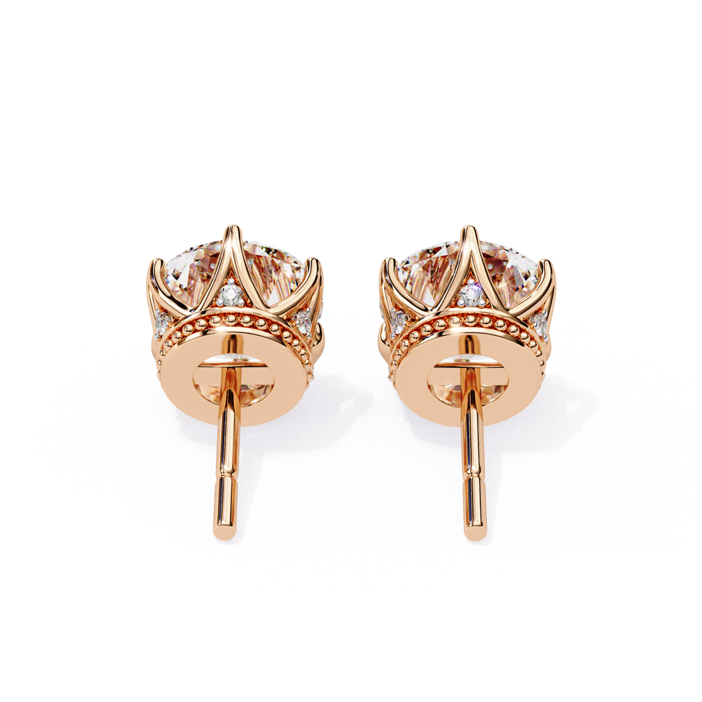 Affordable crown setting diamond stud earrings
