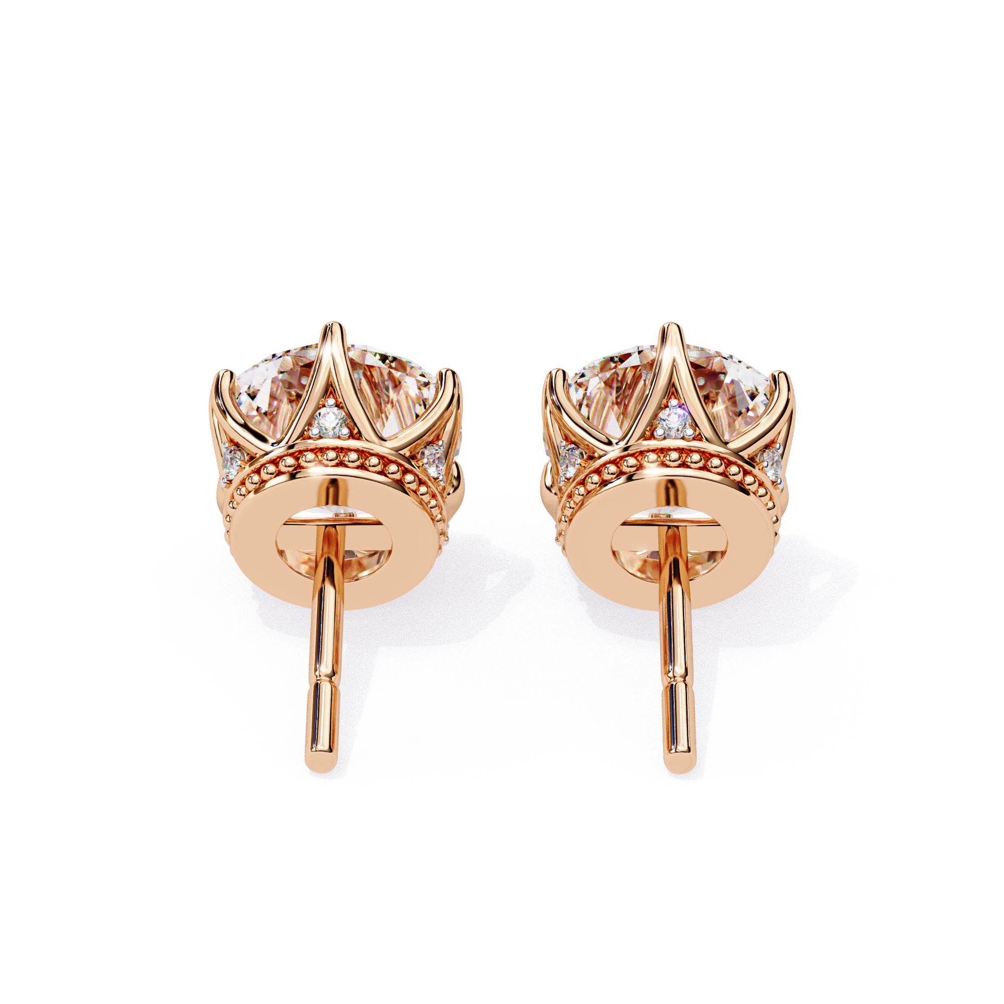 Affordable crown setting diamond stud earrings