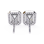 Premium white gold Radiant cut halo diamond stud earrings