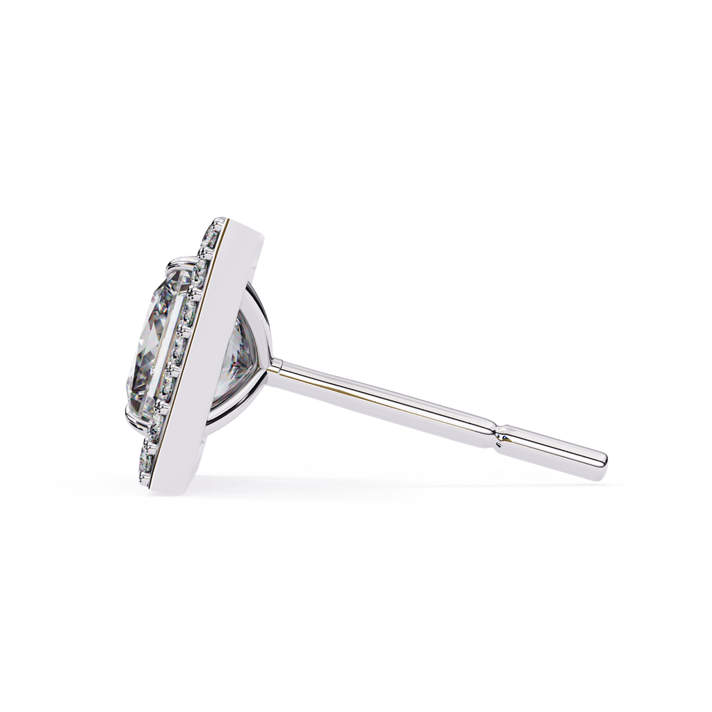 Square diamond halo stud earrings