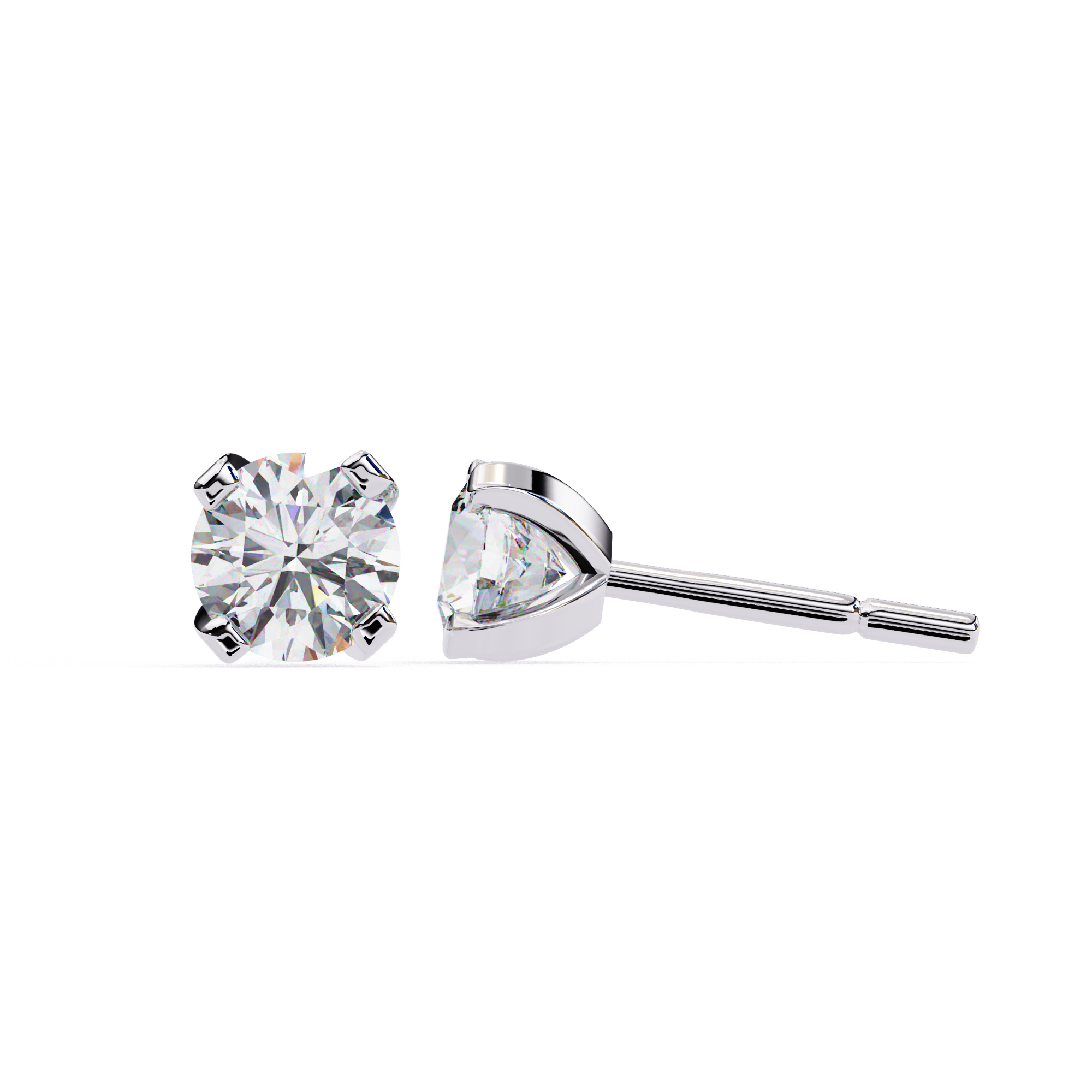 Round cut diamond stud earrings in White Gold