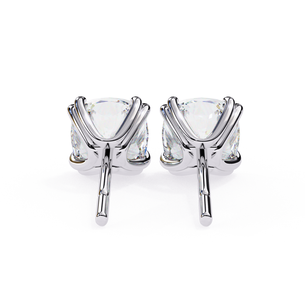 Premium white gold cushion cut diamond stud earrings