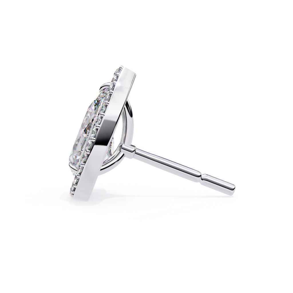Pear shaped diamond halo stud earrings