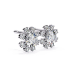 Round brilliant diamond floral stud earrings