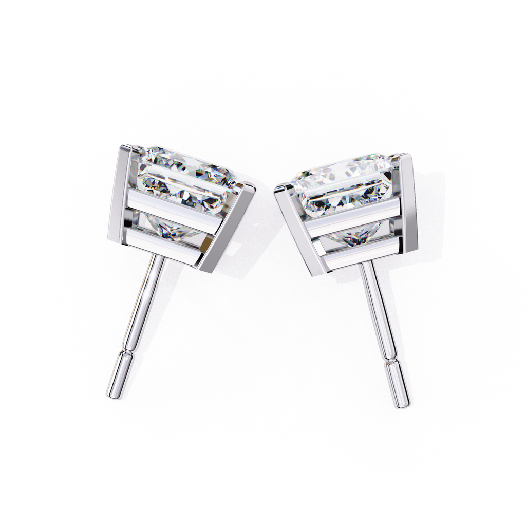 Designer square diamond stud earrings