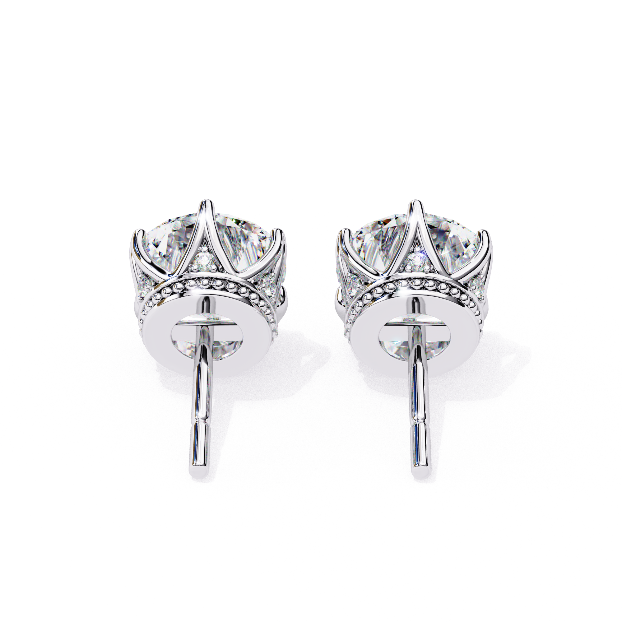 Affordable crown setting diamond stud earrings