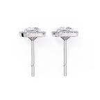 Designer square diamond halo stud earrings