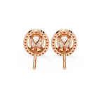 Premium rose gold Oval shaped halo diamond stud earrings