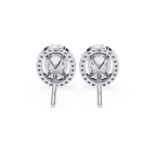 Premium white gold Oval shaped halo diamond stud earrings