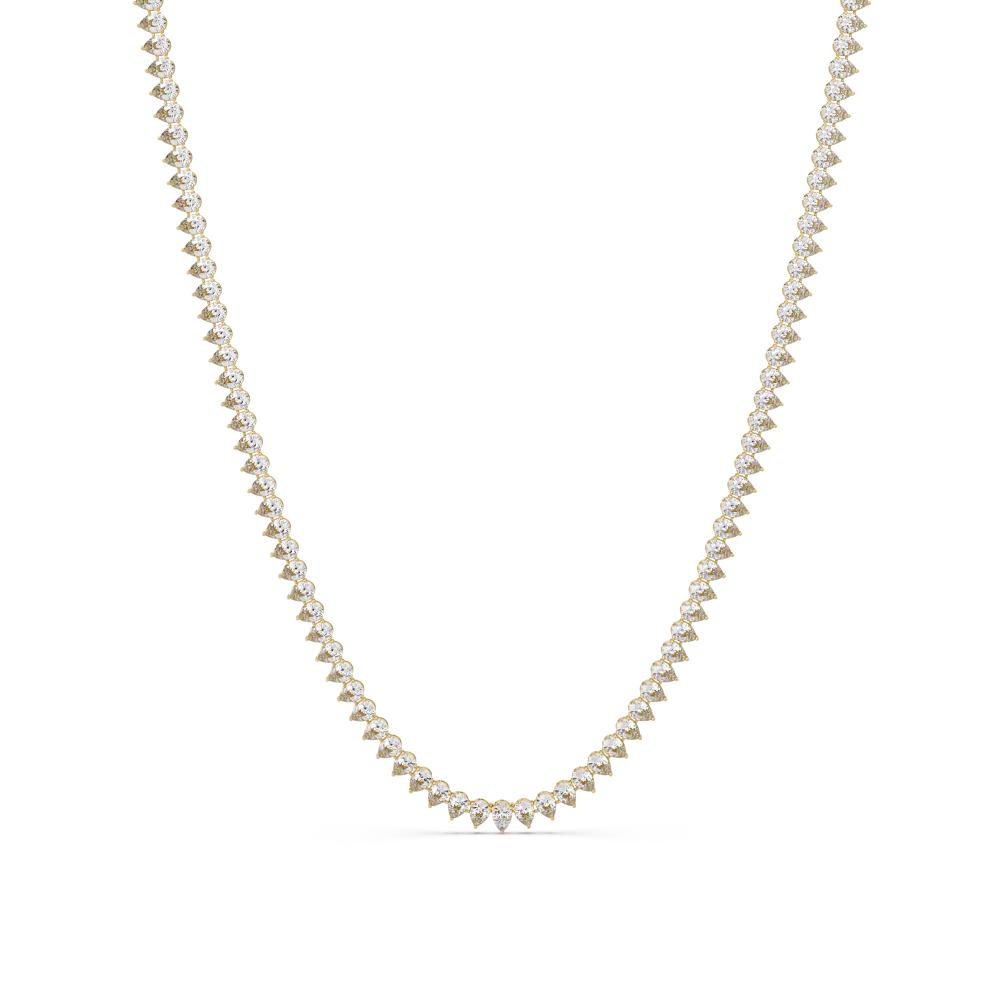 Pearl diamond necklace on a white background