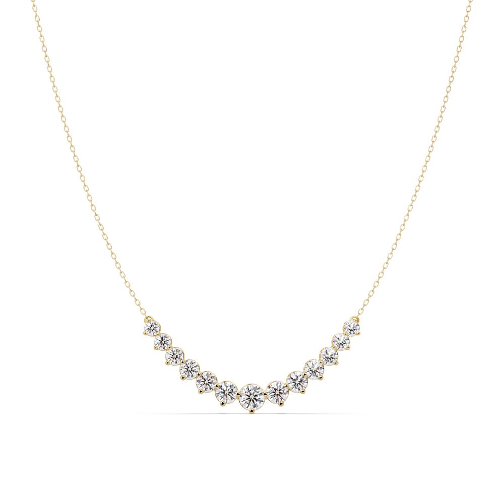 Curved Round Diamond Chain Necklace in Gold