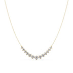 Curved Round Diamond Chain Necklace in Gold