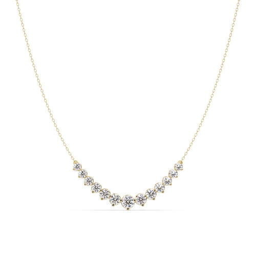 Curved Round Diamond Chain Necklace in Gold