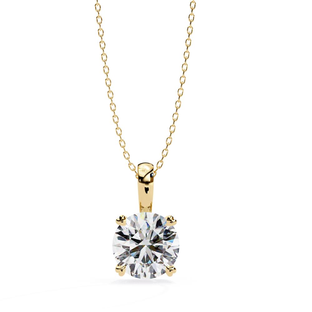 Gold round solitaire diamond pendant necklace