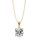 Gold round solitaire diamond pendant necklace