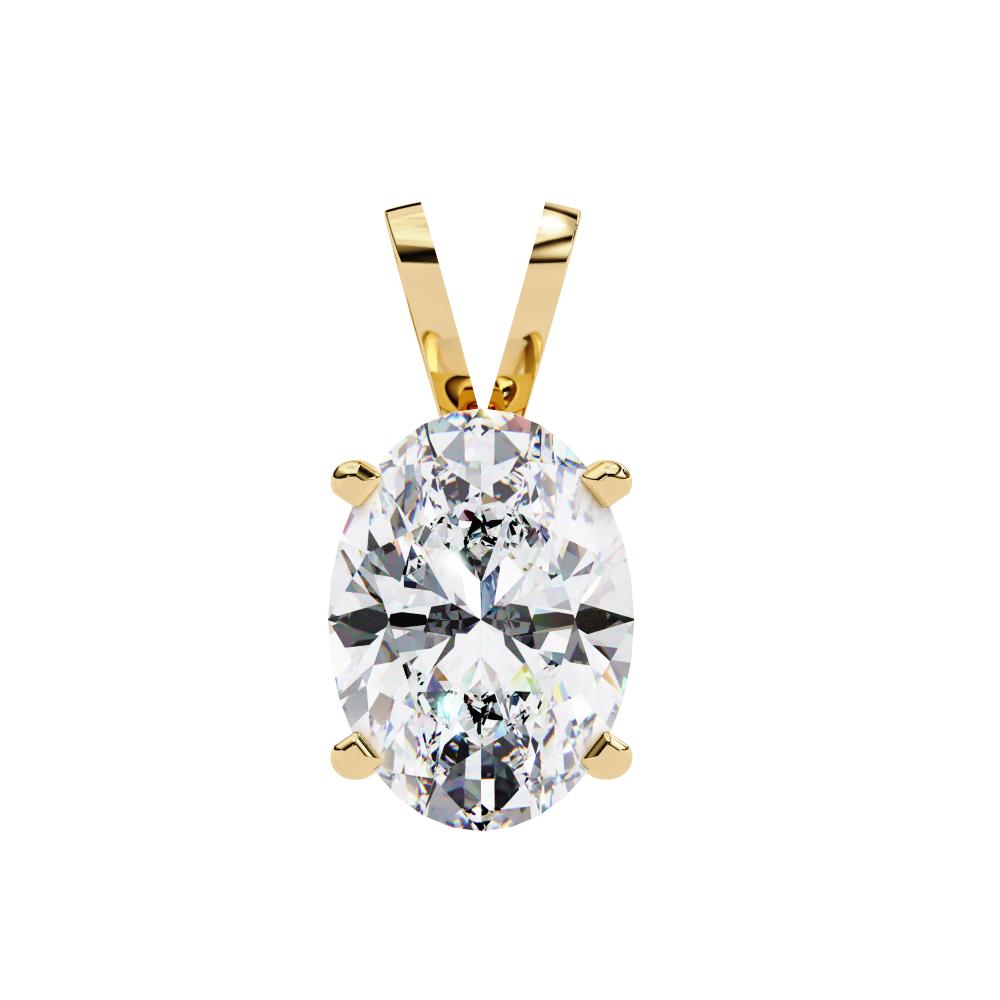 Oval Cut Diamond Solitaire Pendant in Gold