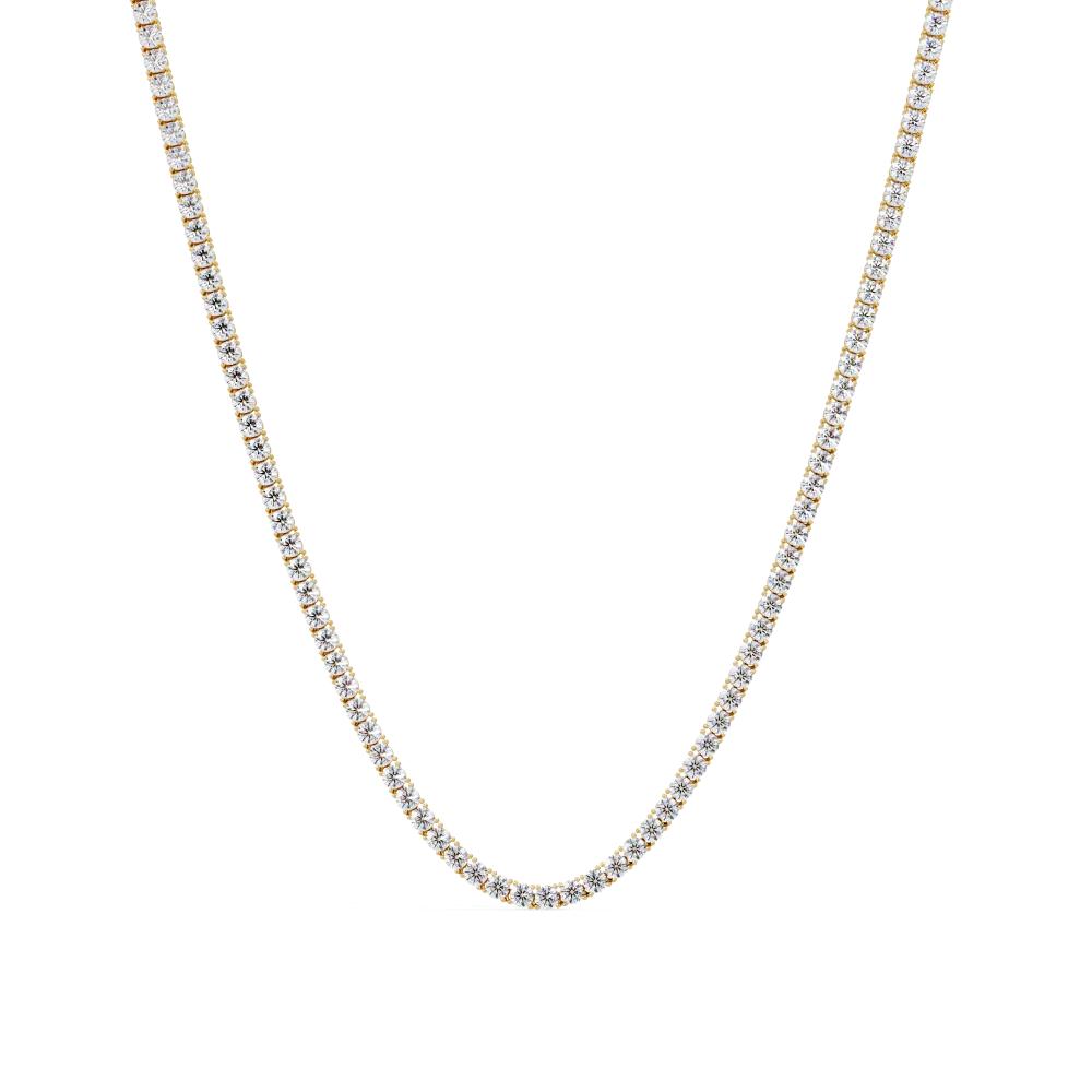 Timeless Round Brilliant Diamond Tennis Necklace in Gold