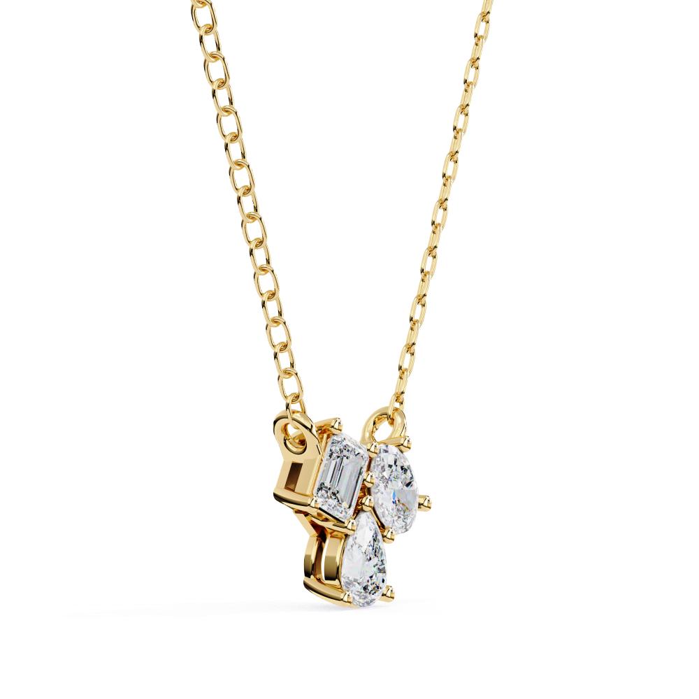 3 stone diamond pendant on a white background