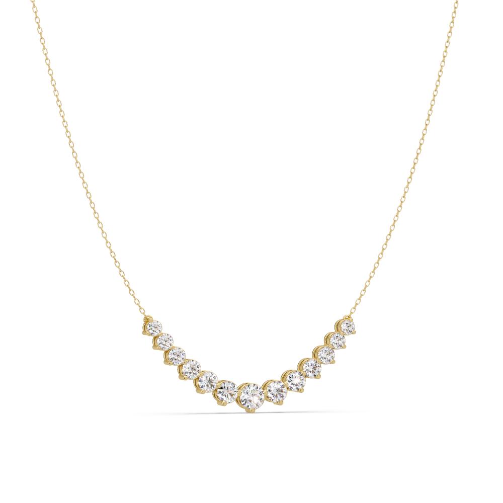 Curved Elegance Round Diamond Chain Necklace in Gold