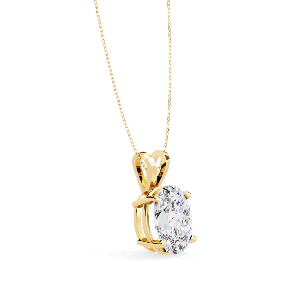 Oval Cut Diamond Solitaire Pendant in Gold