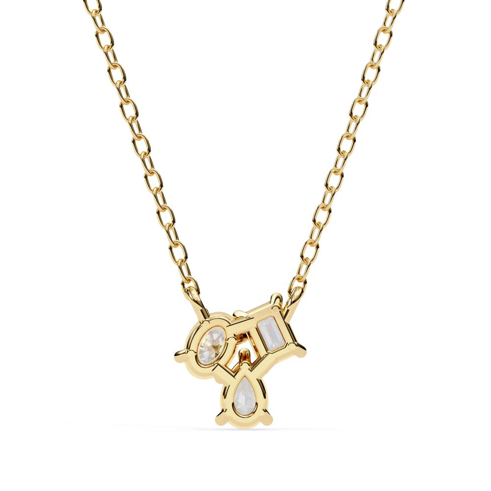 Gold necklace with a pendant on a white background