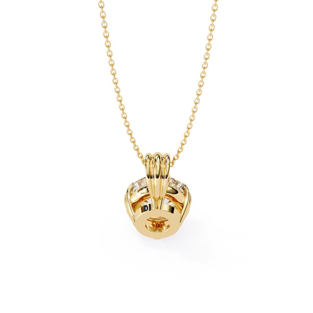 Sculpted Bail Round Diamond Solitaire Pendant in Gold