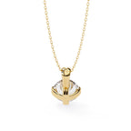 Beaded Prongs Round Diamond Solitaire Pendant in Gold
