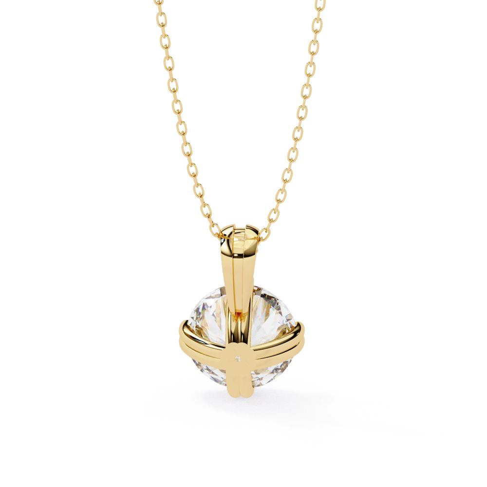 Beaded Prongs Round Diamond Solitaire Pendant in Gold