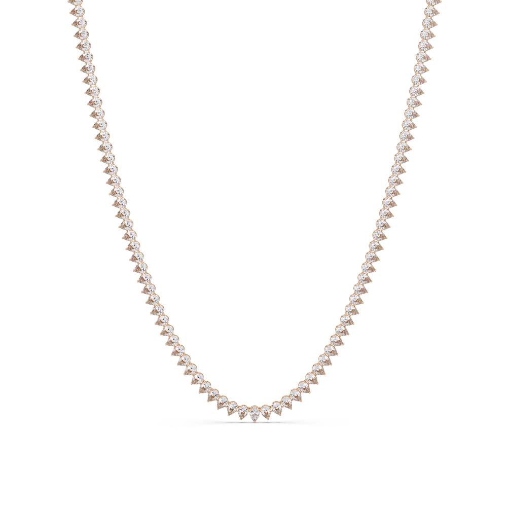 Pear Shape Diamond and gold necklace on a white background