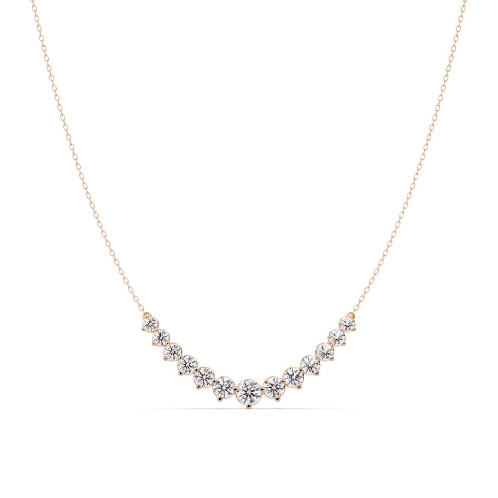 Curved Elegance Round Diamond Chain Necklace in Gold