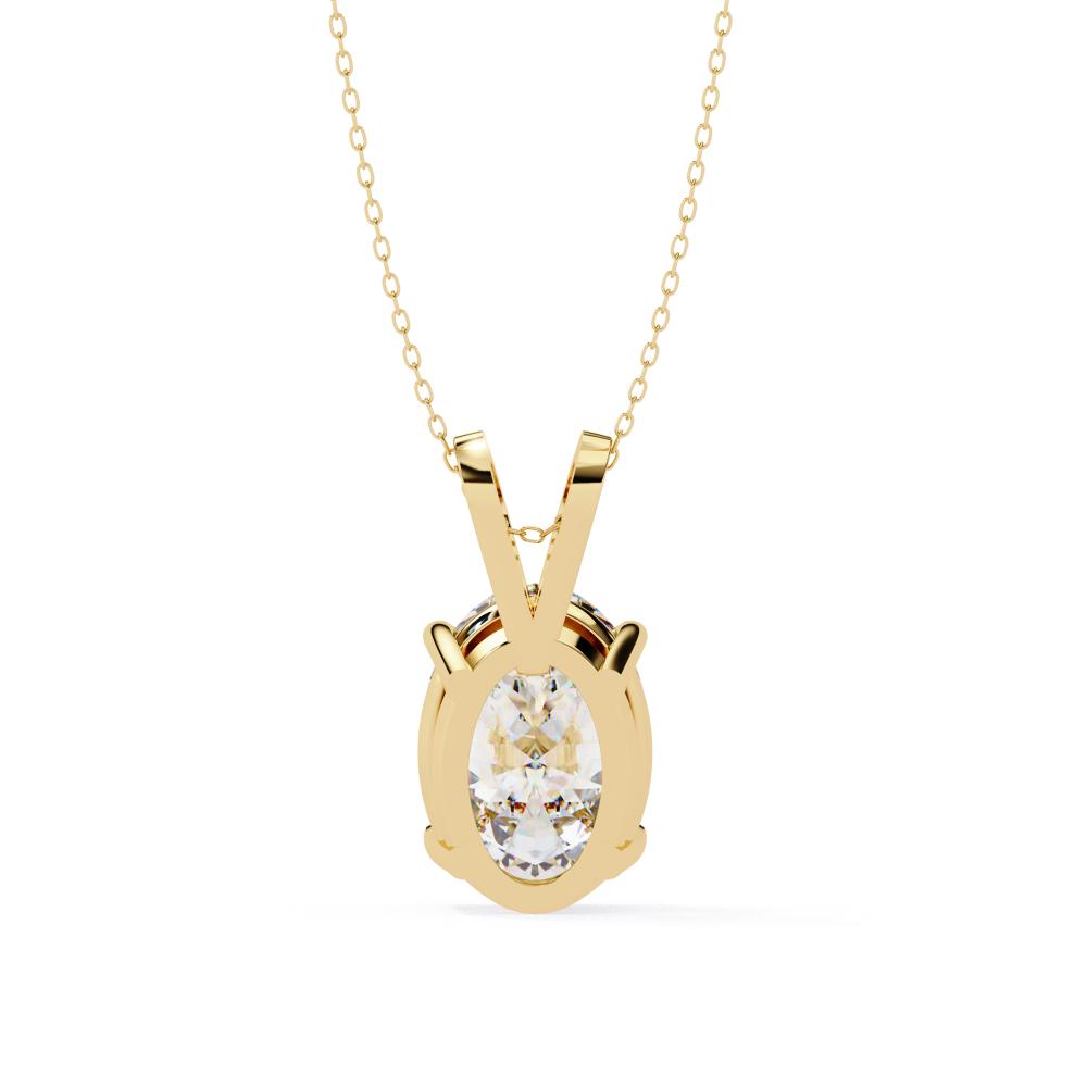Oval Cut Diamond Solitaire Pendant in Gold